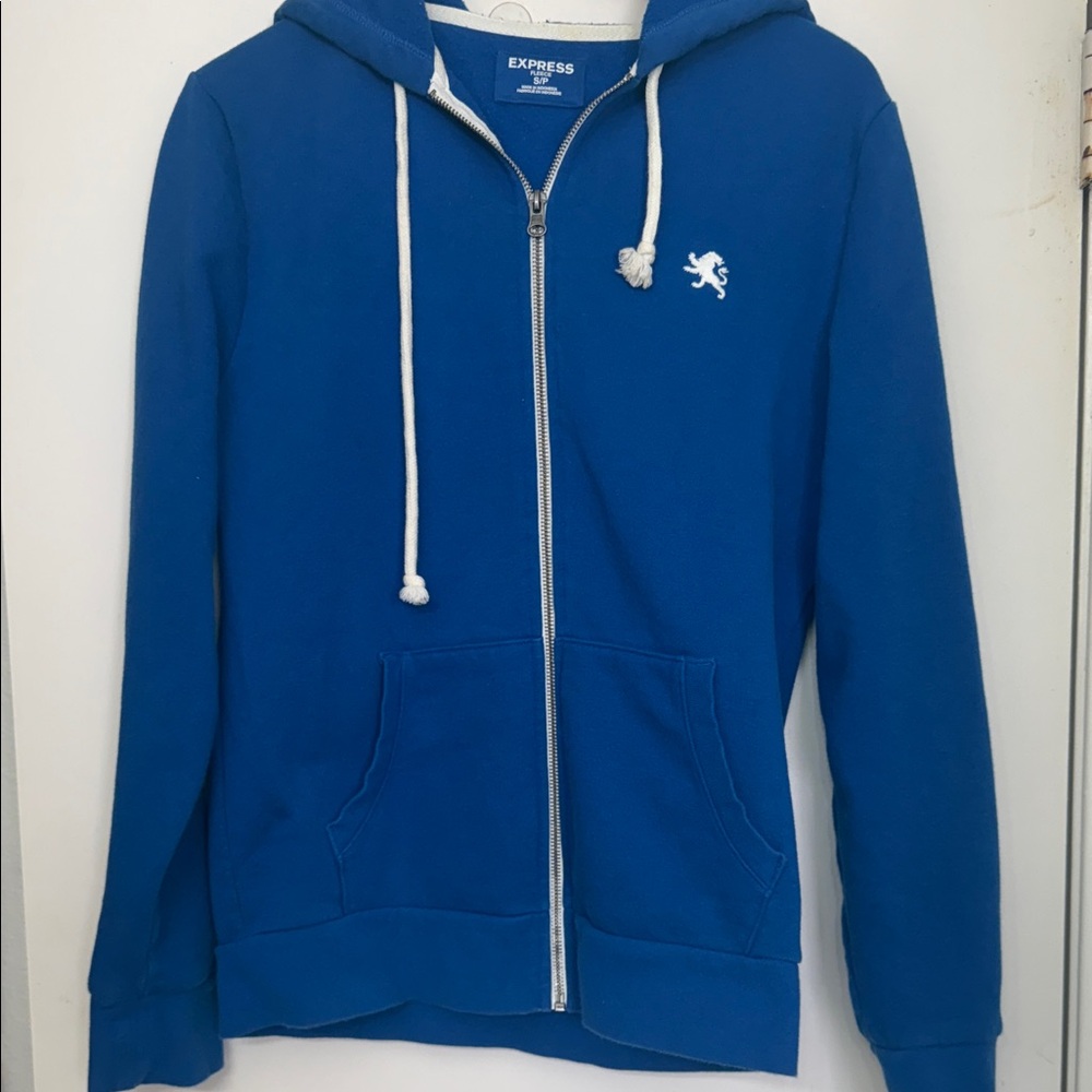 Express Royal Blue Hoodie with White Accents